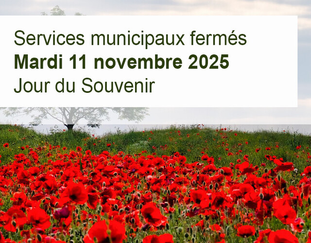 Congé Jour du Souvenir 11 novembre 2025