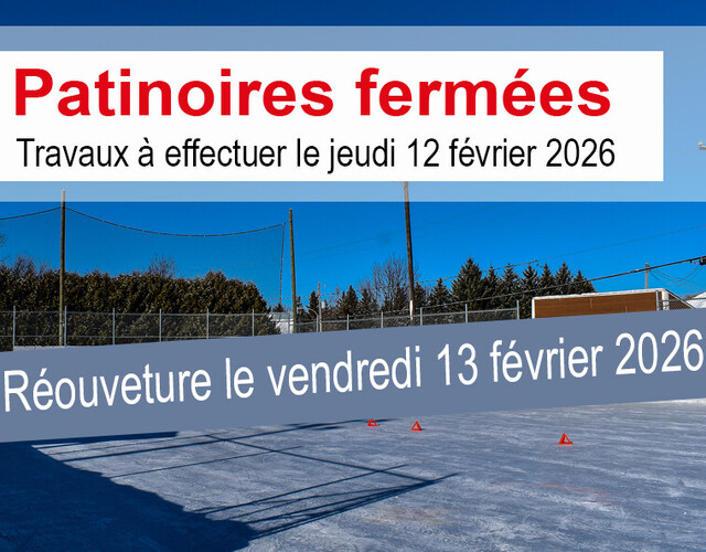 Avis important concernant les patinoires